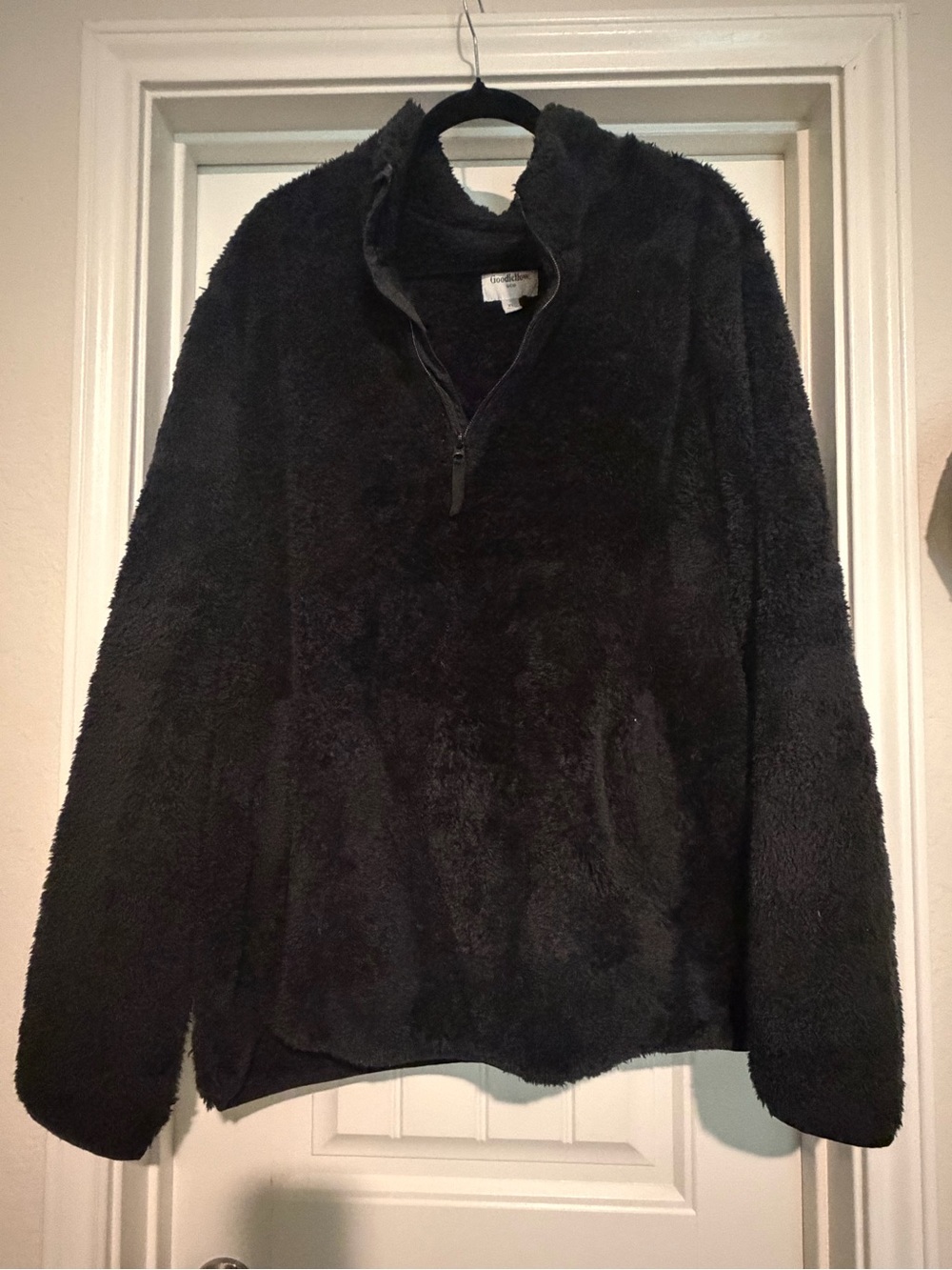 Goodfellow & Co Black Plush Quarter-Zip Pullover